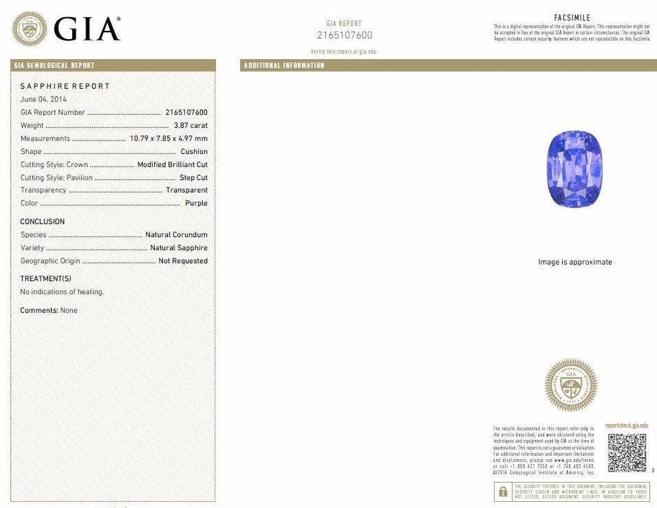 GIA 7.87CT NATURAL NO HEAT VIVID PURPLE SAPPHIRE DIAMOND RING PLATINUM 10355 - 8