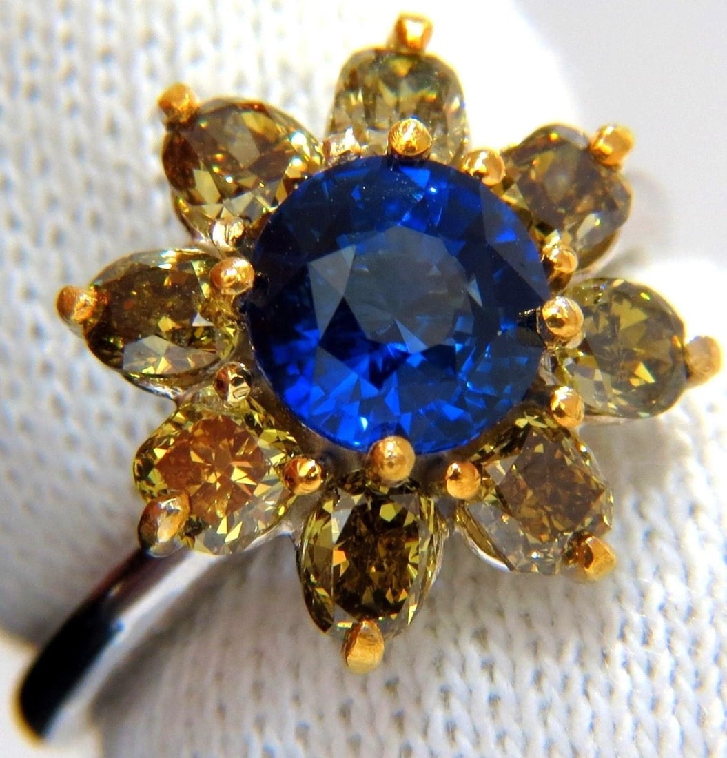 GIA Certified 1.58ct Natural Blue Sapphire Diamonds ring 14kt 10271 - 2