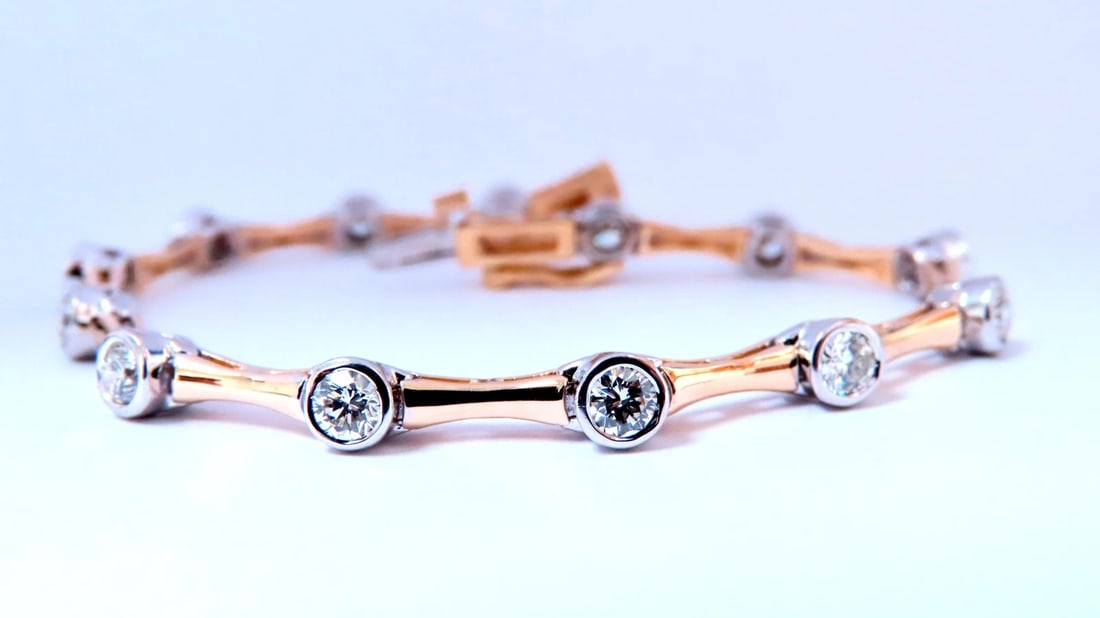 2.80ct Natural Diamonds Flush mount Tube Link Bracelet 14kt 12637** - 2