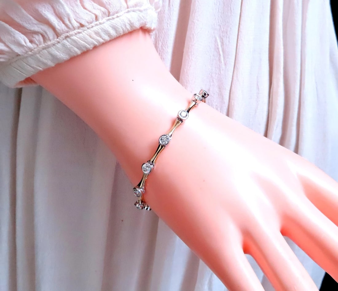 2.80ct Natural Diamonds Flush mount Tube Link Bracelet 14kt 12637** - 6