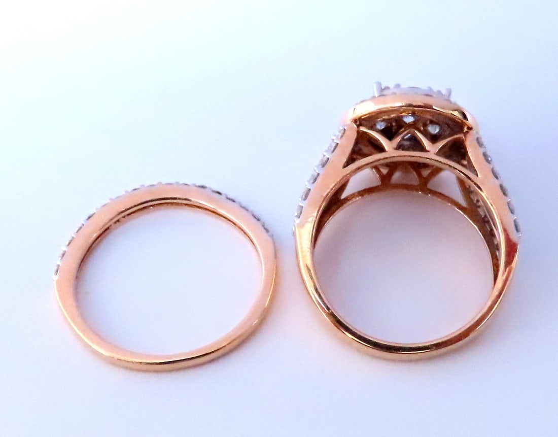 1.70ct Natural Round Diamonds Cluster Ring & Matching Band 14kt 12635 - 4