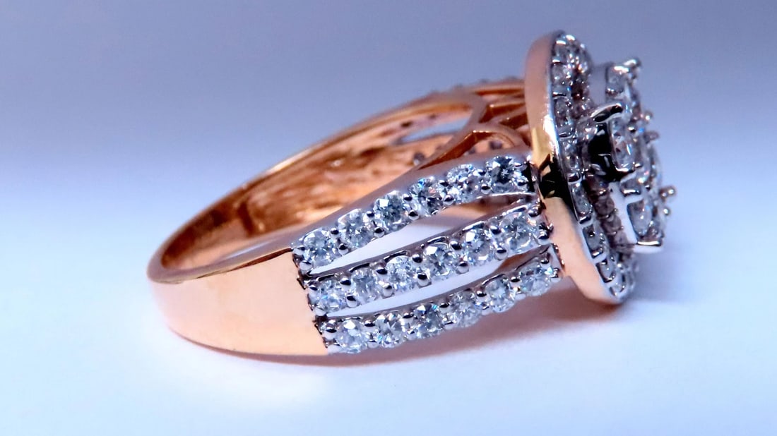 1.70ct Natural Round Diamonds Cluster Ring & Matching Band 14kt 12635 - 5