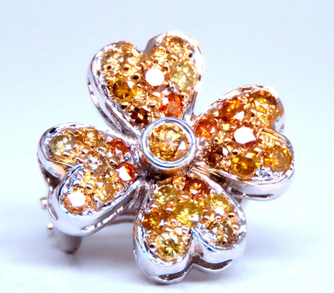 2.20ct Natural Fancy Yellow Diamonds Clover Clip earrings 14kt gold 12628** - 4