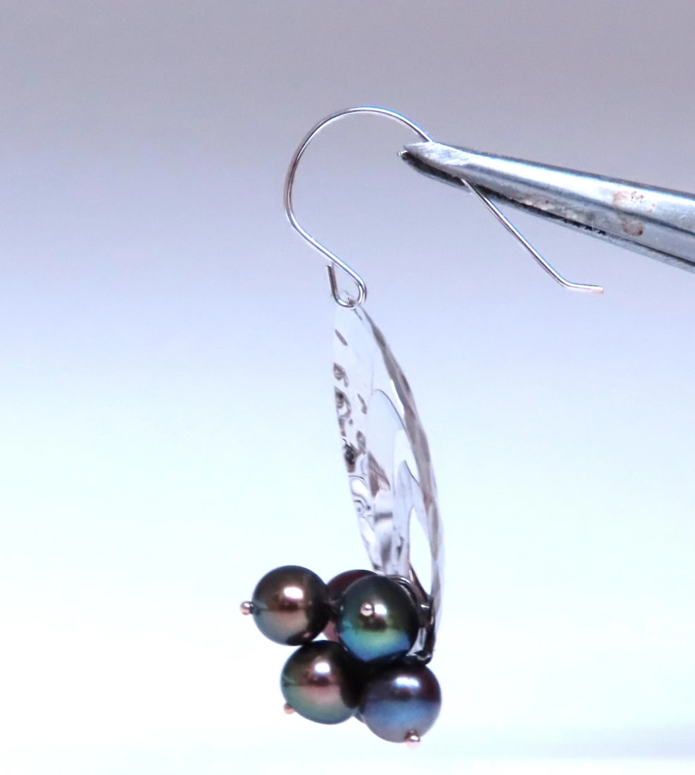 Freshwater Pearl Cosmic Mod Kinetic Orbital Dangle Earrings 14kt Gold 12591** - 3