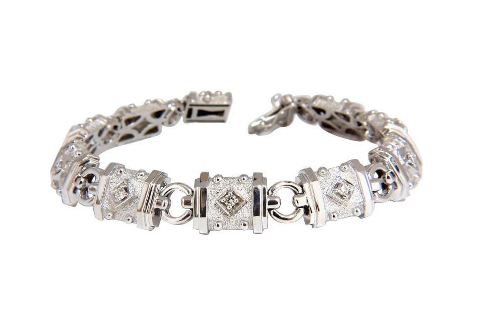 Deco Spanish Gothic Natural Diamond Tennis Bracelet .33 Carat 14kt 12576** - 3