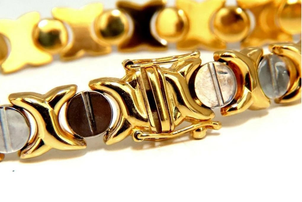 Gold Italian X Screw Link Bracelet Two-Tone 14 Karat 12570** - 4