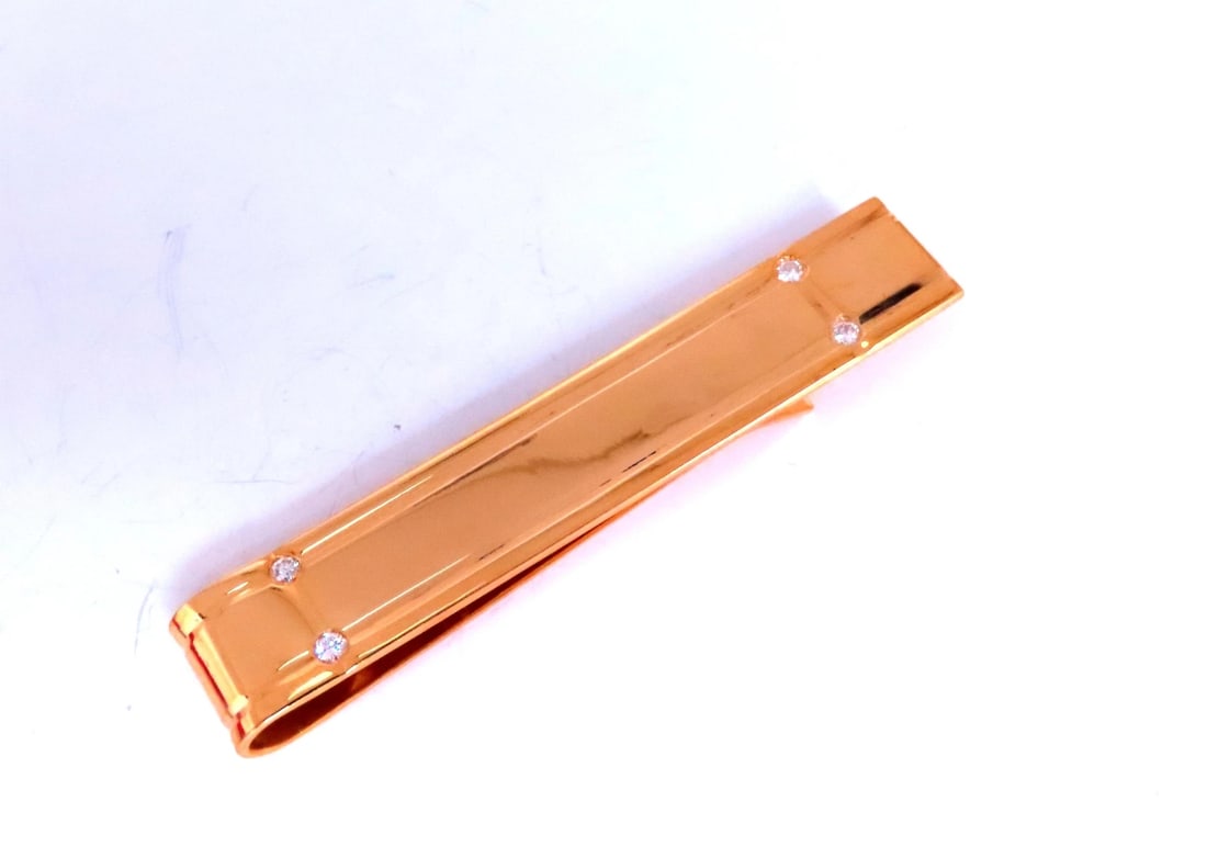 Hashtag Elongated Diamond Tie Bar 14kt Gold 12566** - 4