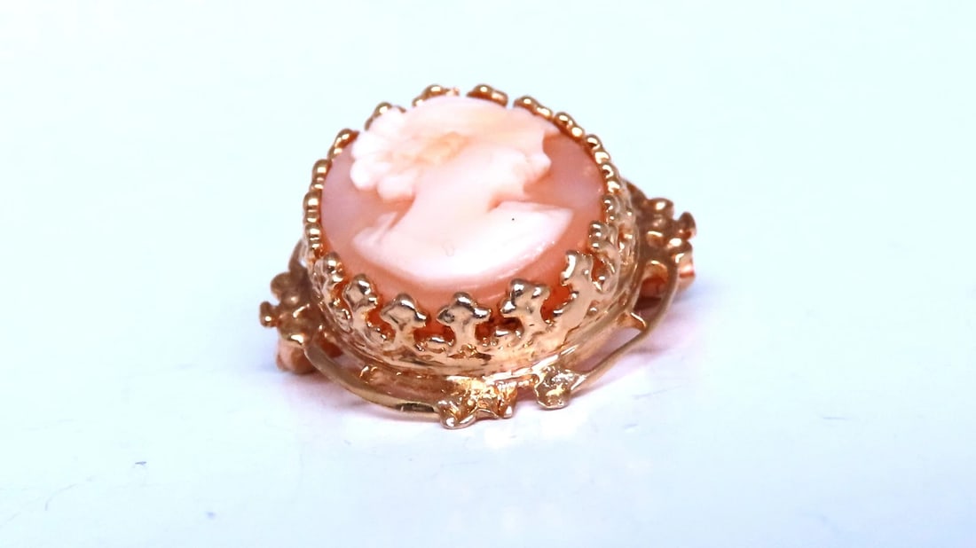 Madonna Cameo Victorian Medieval Pendant Brooch 14kt 12562** - 5