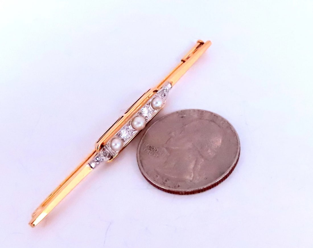 3mm Freshwater Pearl Pin Vintage 14kt 12567** - 4