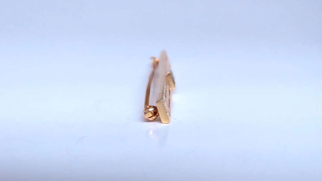 Estate Circa 1918 Tie Bar / hair pin 14kt Gold Bright Tourmaline** - 3
