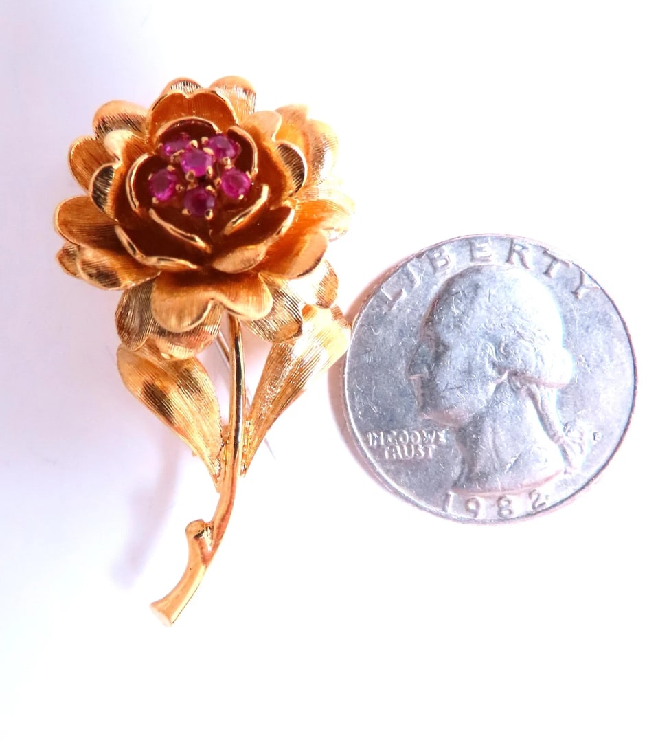 Vintage Revisit 0.30ct Natural Ruby Diamond Brooch Pin 3D Still Life 12552** - 4