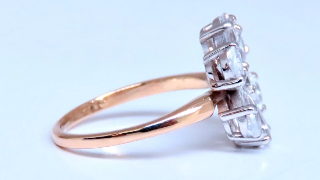 White sapphire Daisy Cluster Clover Ring 14kt Gold 12549** - 5