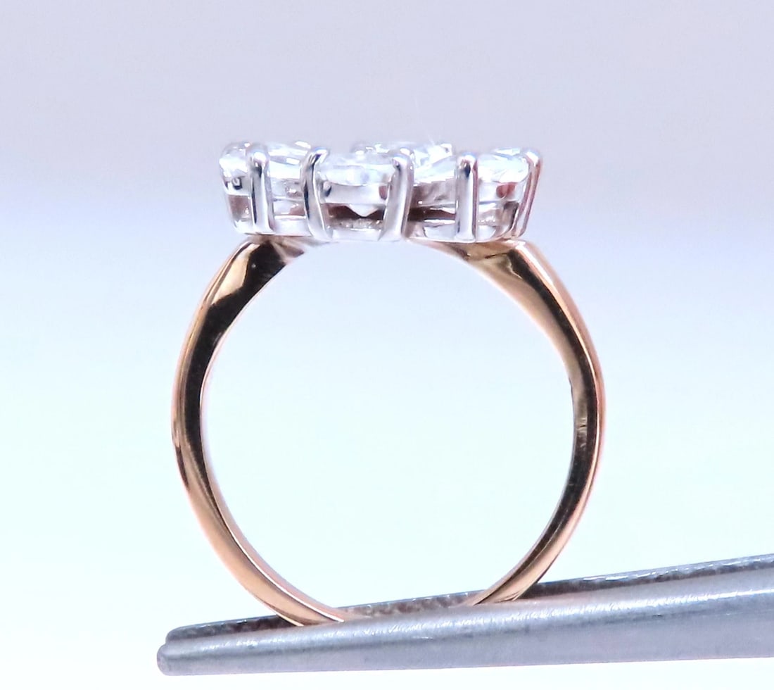 White sapphire Daisy Cluster Clover Ring 14kt Gold 12549** - 6