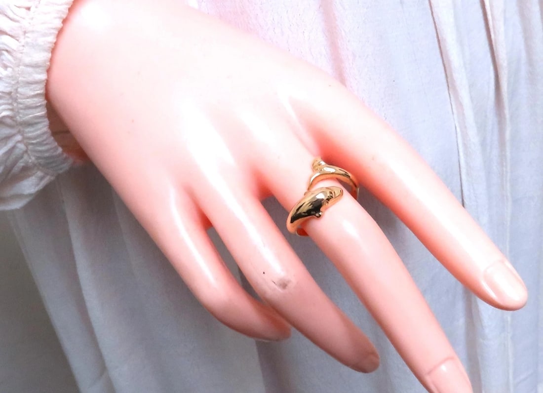 Dolphin Crossover Wrap Ring 14kt Gold 12546 - 6