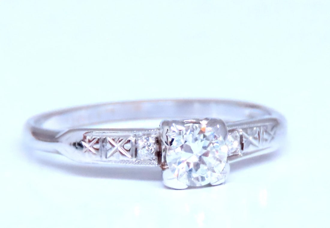 Petite Natural Diamond Engagement Ring 14kt Gold 12547** (1 of 6)