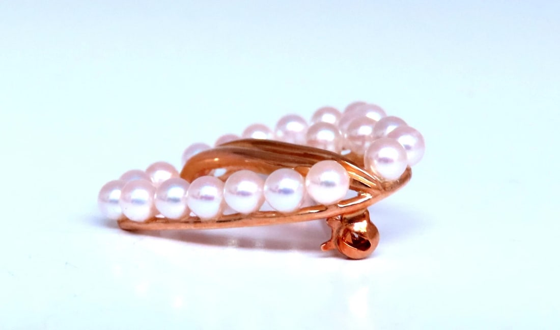 3mm Cultured Pearl handmade Heart Pin 14kt Gold 12540** - 4