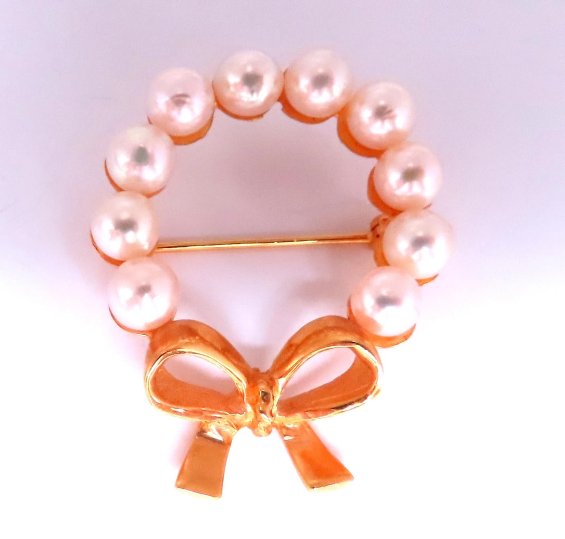 5mm Baroque Pearl Ribbon Crest Cufflink 14kt 12537** - 2