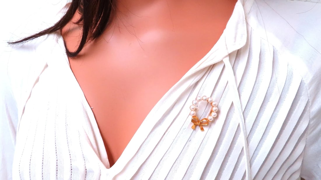 5mm Baroque Pearl Ribbon Crest Cufflink 14kt 12537** - 6