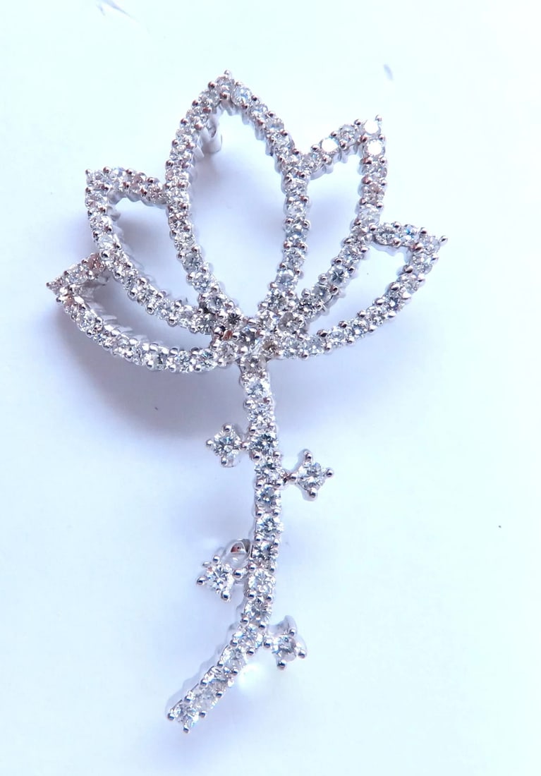 2ct Natural Diamonds Iconic Flower Pin 14KT 12534** - 6