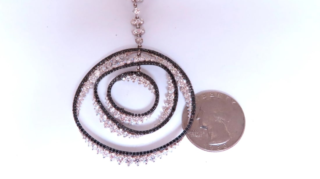 Black For White Diamond Circles Dangle Earrings 18kt 12532** - 4