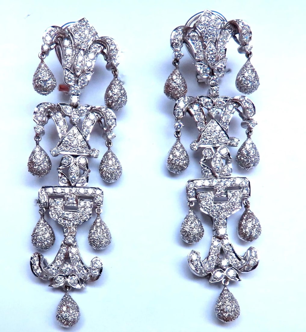 7ct Natural Diamonds Dangle Earrings 18kt gold 12531** - 2