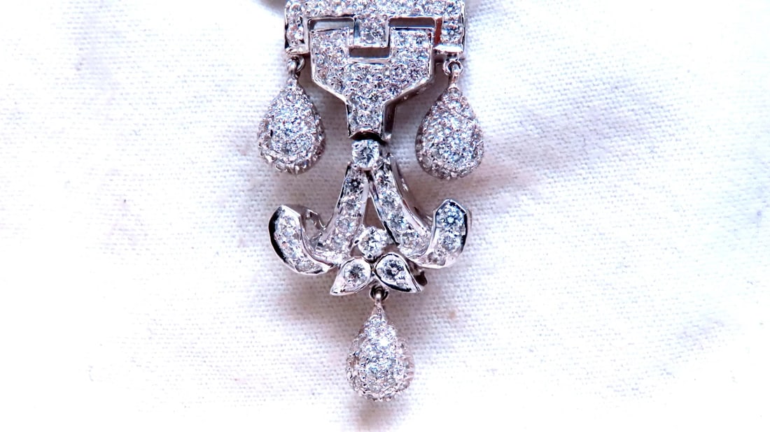 7ct Natural Diamonds Dangle Earrings 18kt gold 12531** - 6