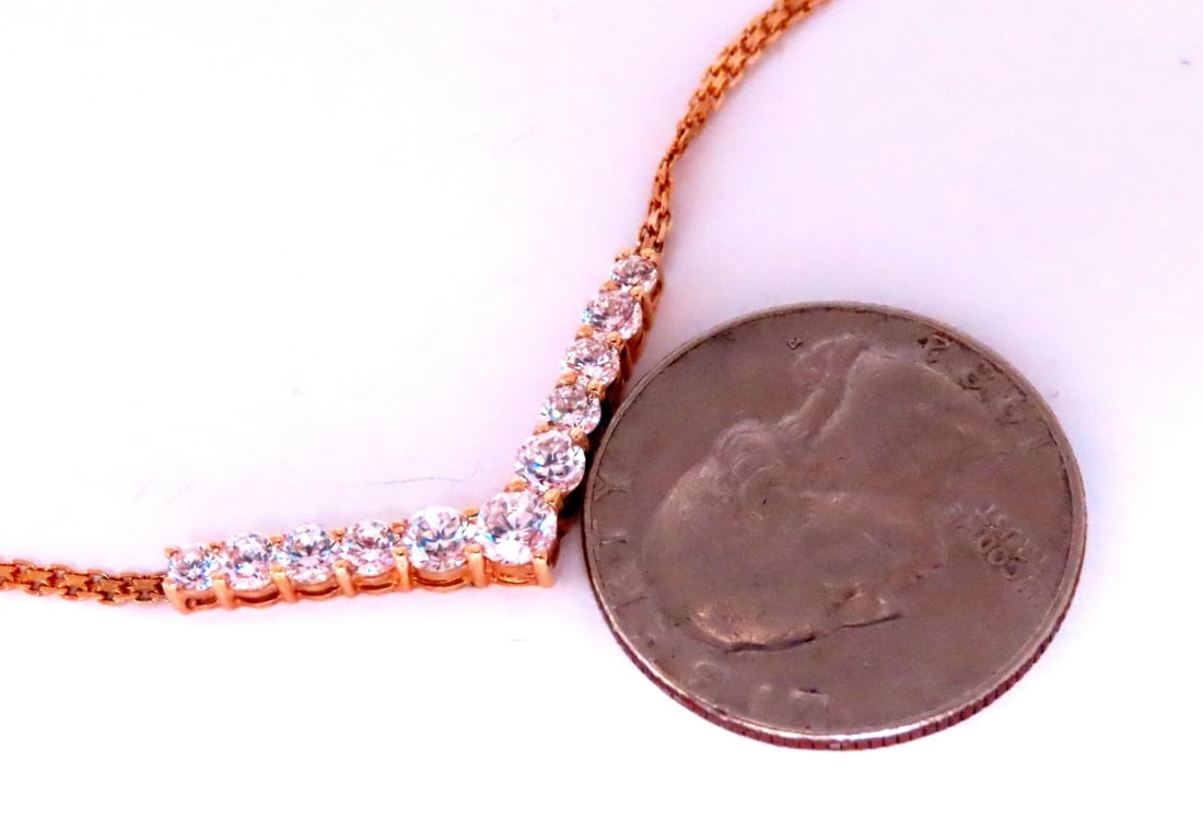 1.20ct Zircon "v" Chevron Necklace 14kt Gold 12526** - 6
