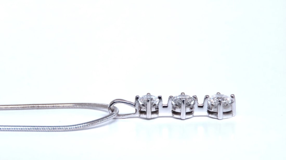 Three Drop Natural Diamonds Pendant Necklace 14kt 12517** - 5