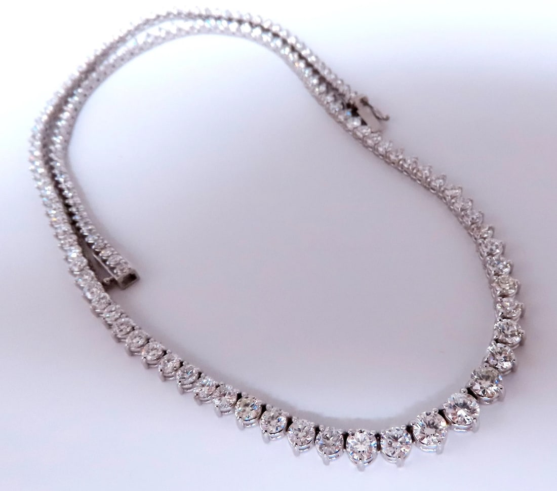 13.20ct Natural Diamonds Riviera Tennis Necklace 14kt Gold 12523** - 8