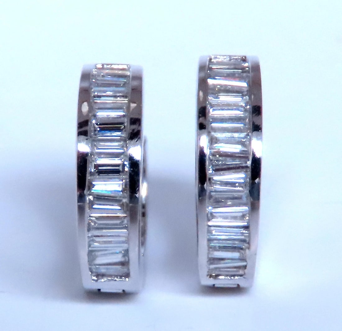 1.35ct Natural Baguette Diamond Hoop Earrings 14KT 12528** - 2