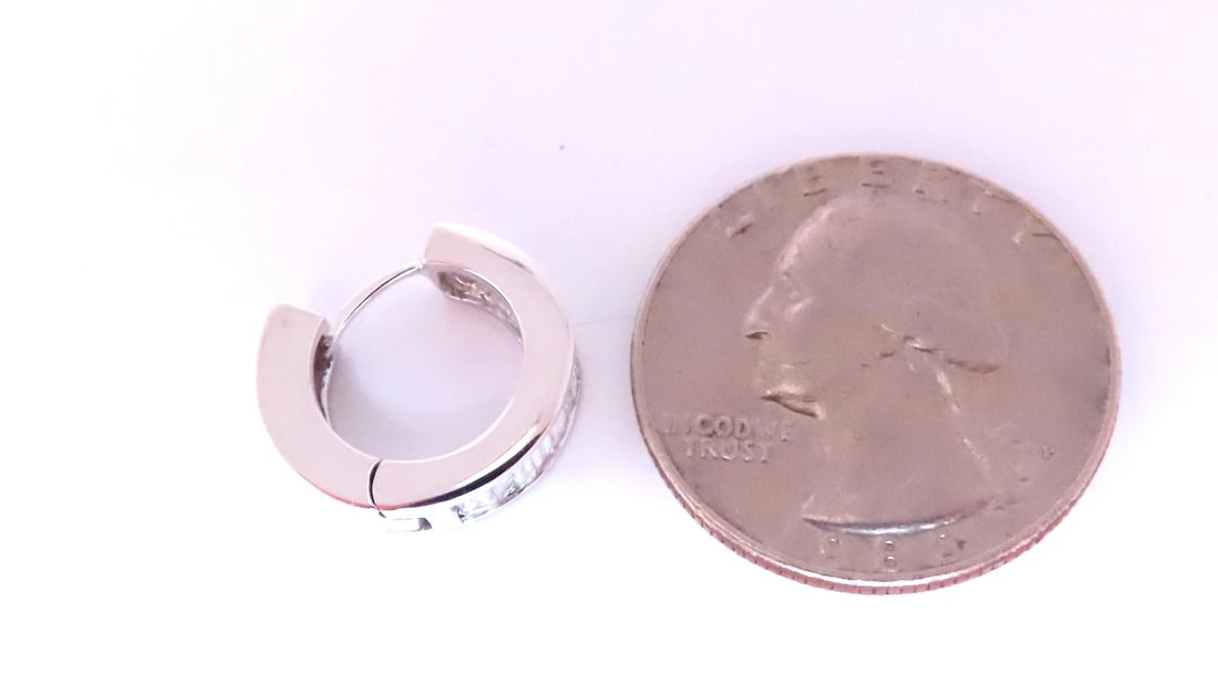 1.35ct Natural Baguette Diamond Hoop Earrings 14KT 12528** - 5