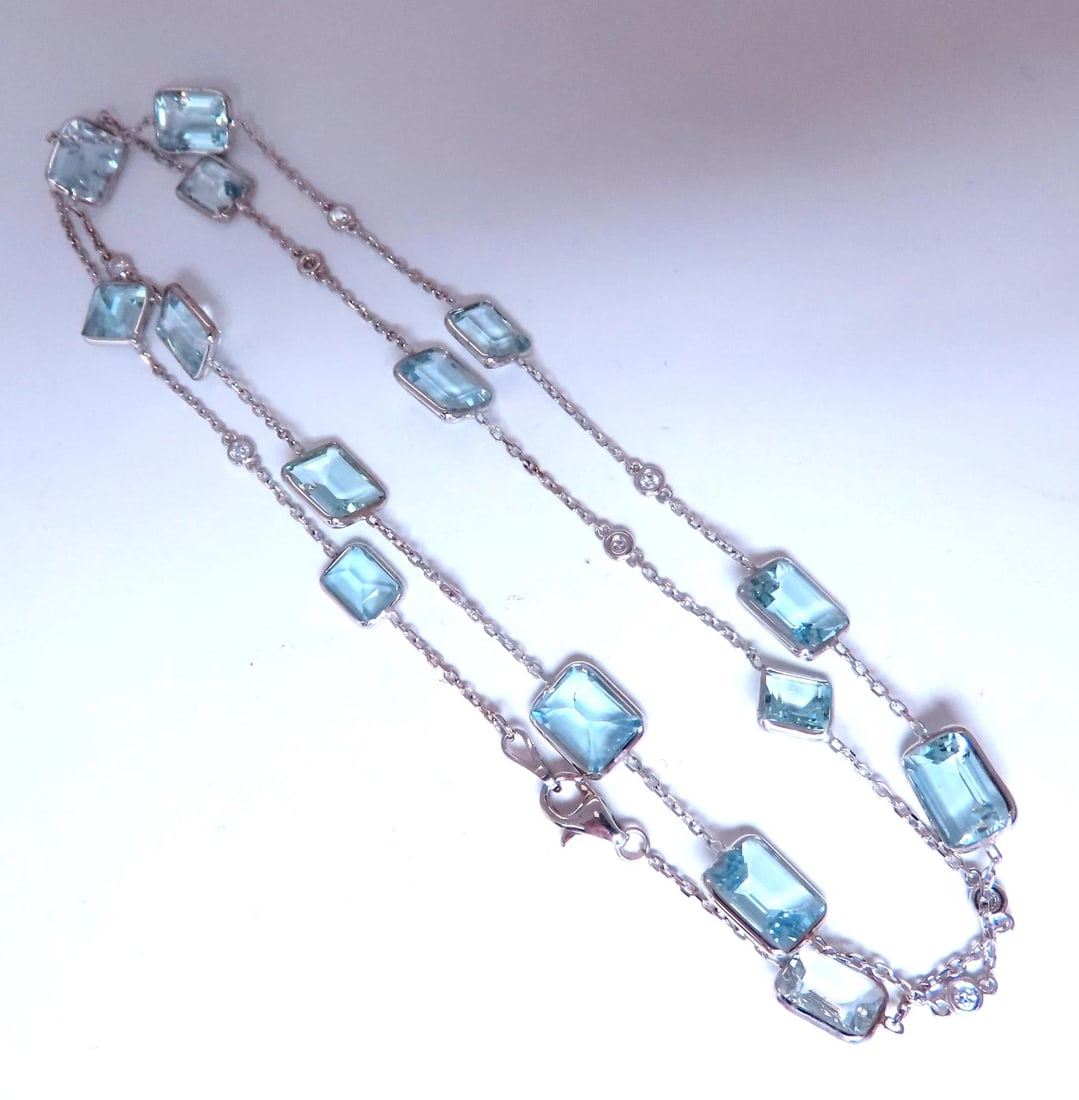 40ct Natural Aquamarine Yard Necklace 14kt 12511**: Title:40ct Natural Aquamarine Yard Necklace 14kt 12511** Description:40ct Natural Aquamarine Yard Necklace 14kt 12511 $2,800.00 PRODUCT DESCRIPTION 15 natural aquamarines yard necklace Aquamarines R