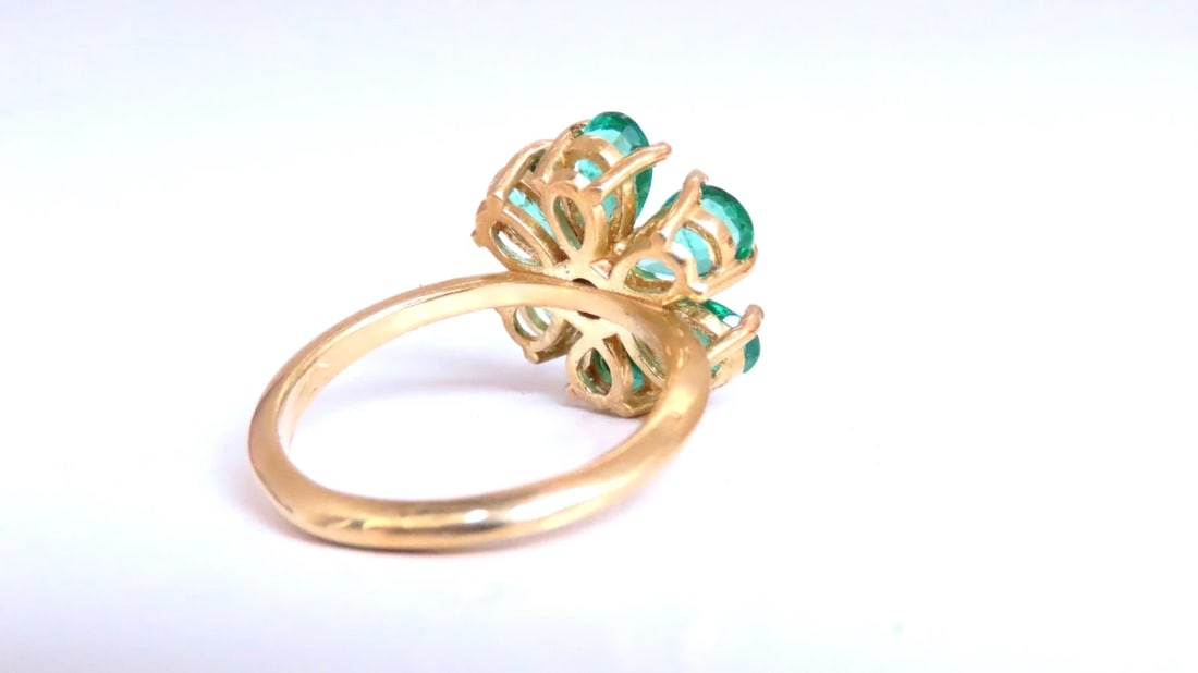 Natural Emerald Diamonds Cluster Earrings Ring Suite 18kt 12503** - 3