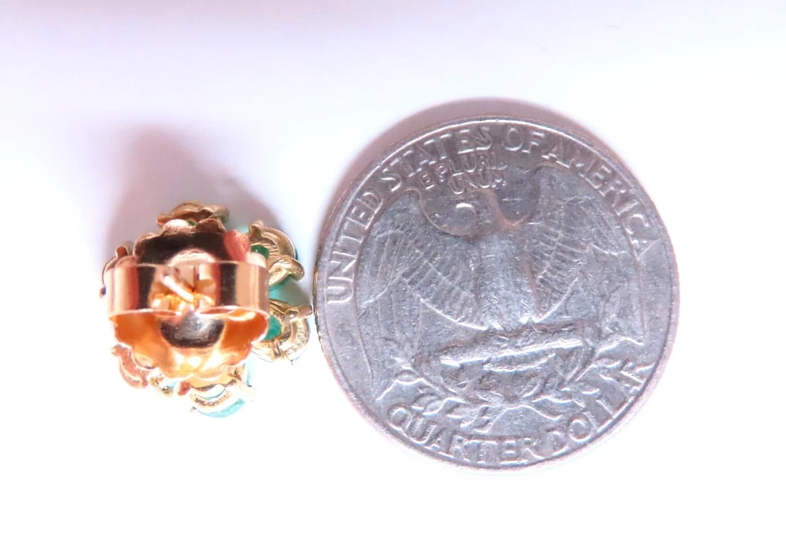 Natural Emerald Diamonds Cluster Earrings Ring Suite 18kt 12503** - 6