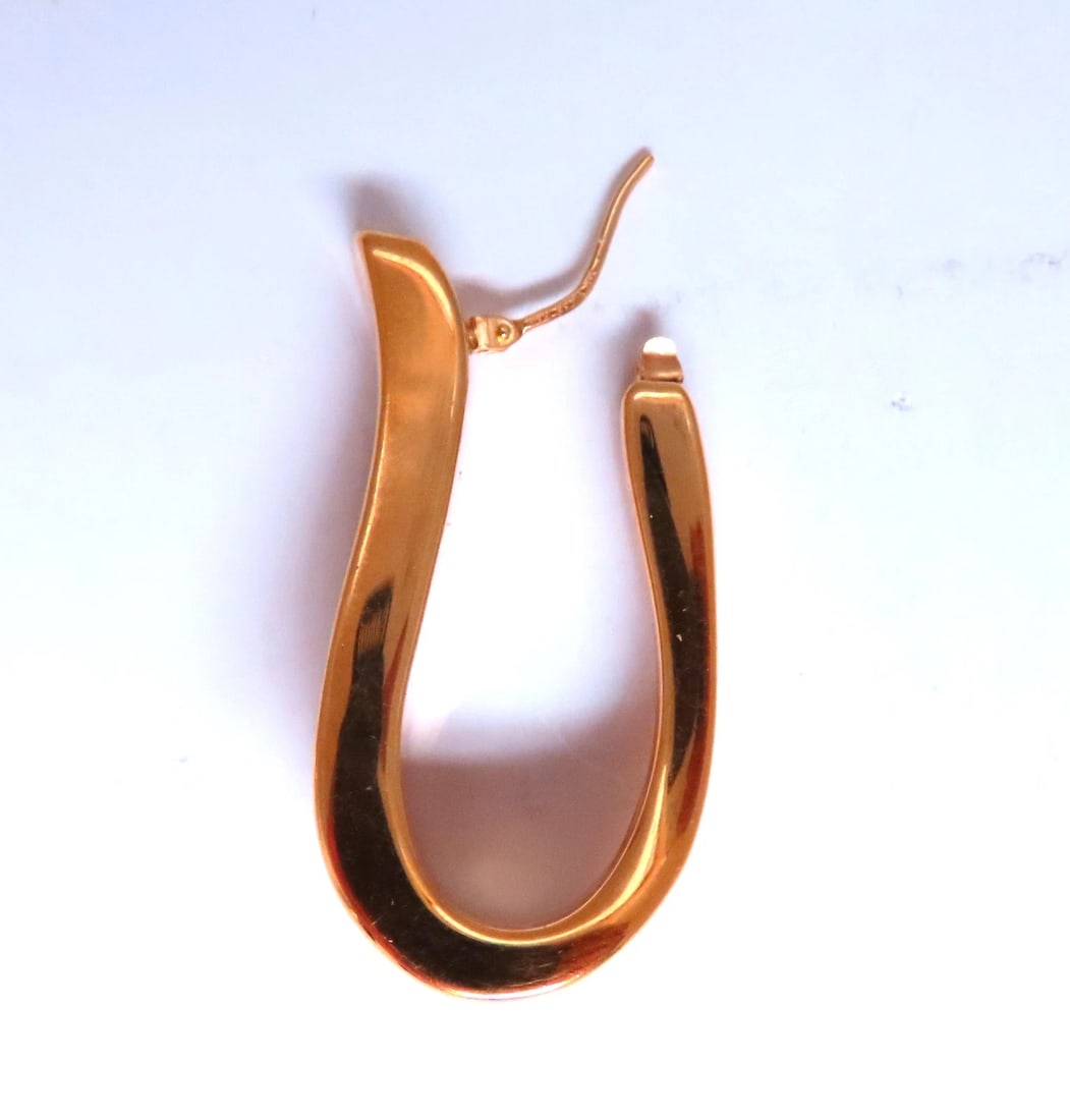 Elongated Semi Hoop High Shine Lever Clip Earring 14kt 12504** - 3