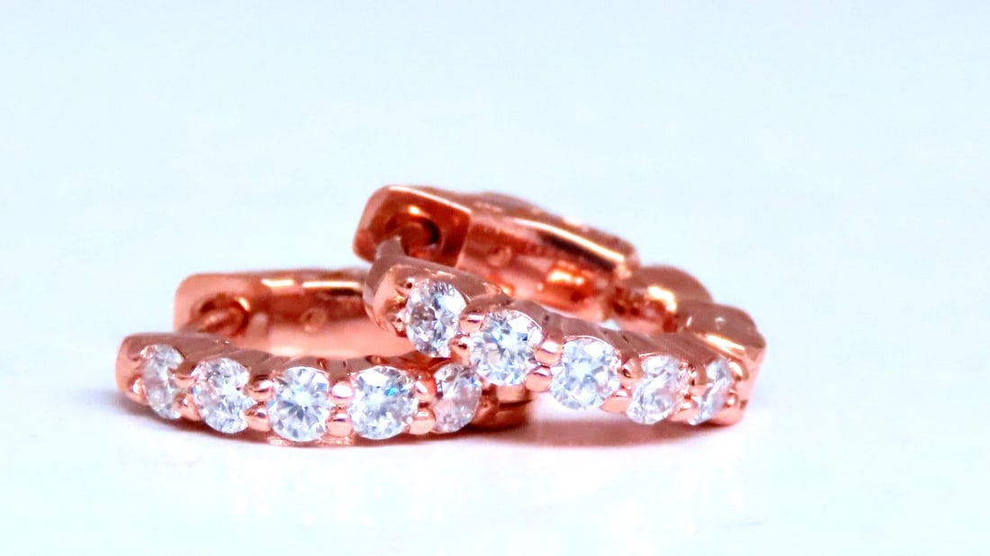 .43ct Diamonds Mini Hoop Earrings 14kt Rose Gold 12492** - 3