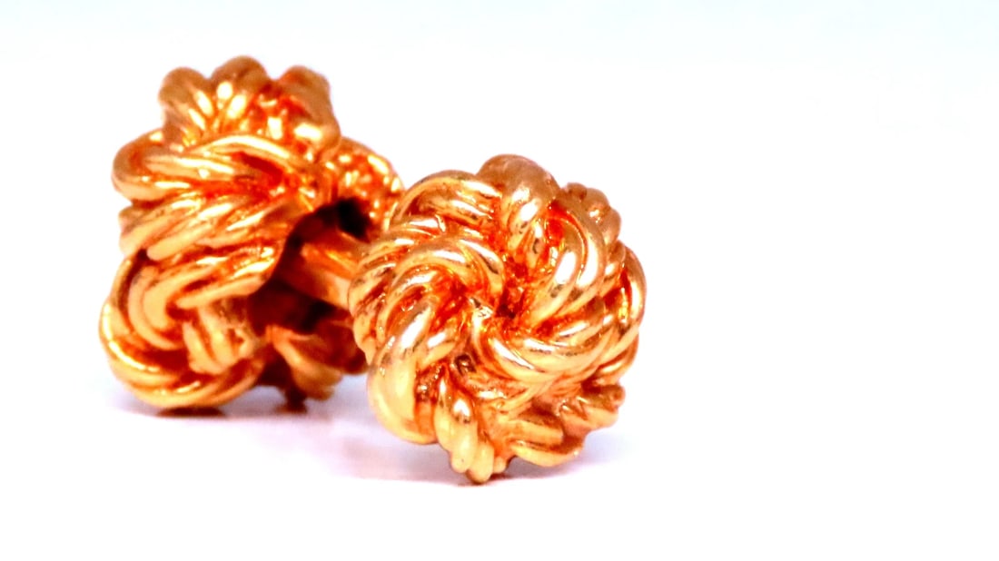 Solid Threaded Rope Twist Diamond Cufflinks 18kt Gold 12481** - 3