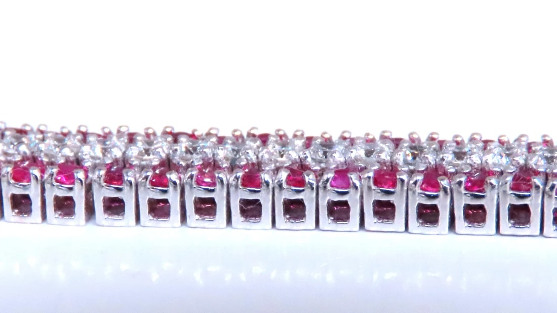 Three row natural ruby diamonds bracelet 14kt gold 12470** - 4
