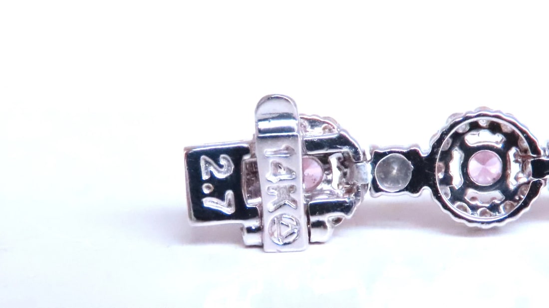 Natural Pink Sapphires Diamonds Tennis Bracelet 14kt 12468** - 3