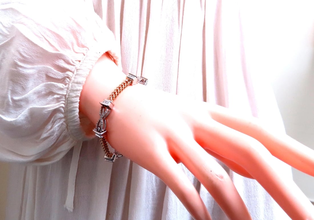 0.60ct natural diamonds x link bracelet 14kt gold 12462** - 5