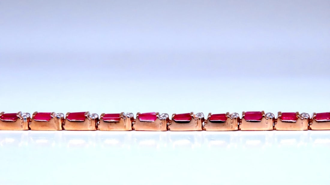 3ct natural baguette ruby tennis bracelet 14kt 12463** - 3