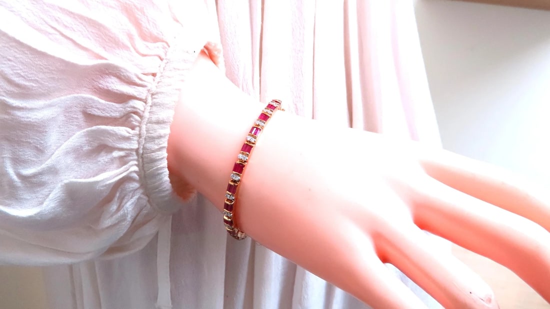 3ct natural baguette ruby tennis bracelet 14kt 12463** - 6