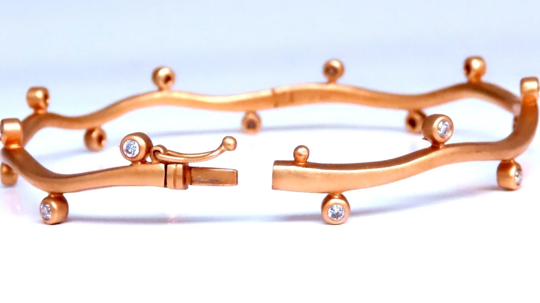 .60ct Natural Diamonds Vine Bangle Bracelet 18kt gold 12465** - 2