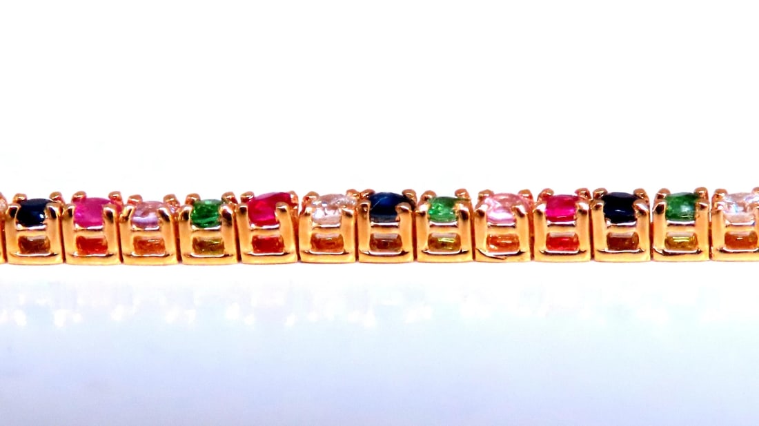 Multi color sapphire ruby diamond natural bracelet 14kt gold 12456** - 3