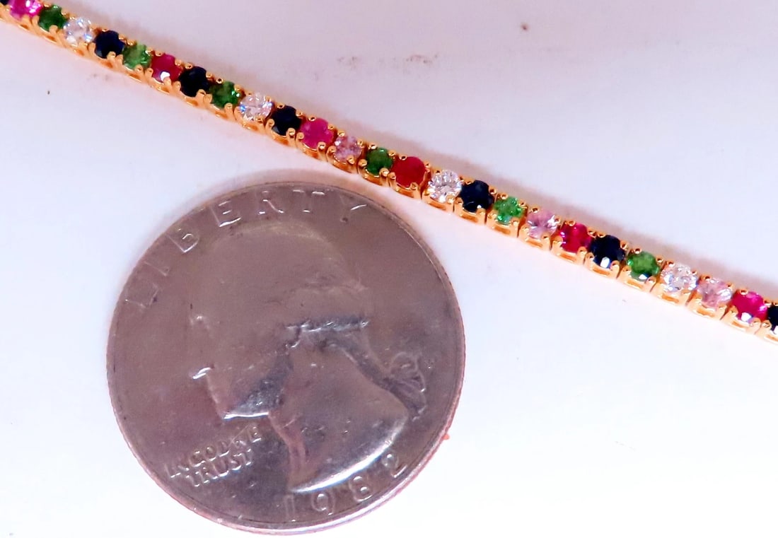 Multi color sapphire ruby diamond natural bracelet 14kt gold 12456** - 5