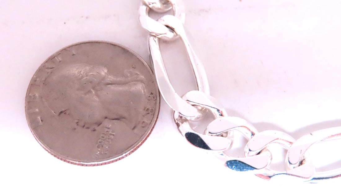 Figaro Bracelet 9.5mm Sterling Silver 8.25inch 12444** - 3