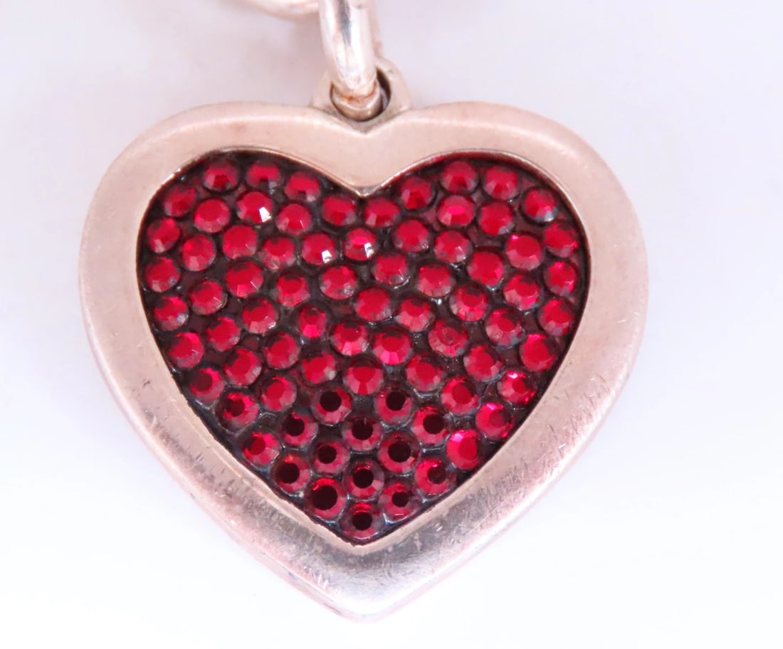 Judith Leiber Heart Charm Toggle Silver Bracelet 925 Sterling 12443** - 4