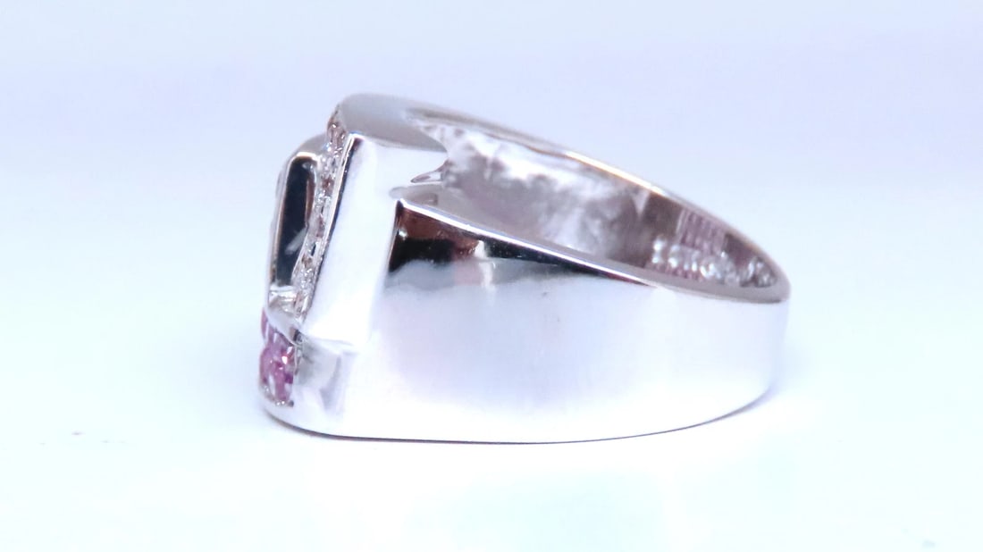 Natural Pink Sapphires Diamonds Geometric Band 14kt Gold 12441 - 5