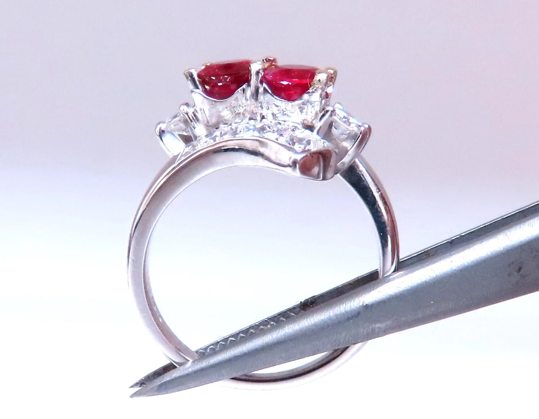 1.10ct Natural Ruby Diamonds Crossover Deco Ring 14kt Gold 12439** - 3