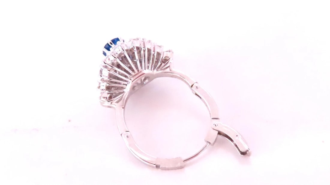 Natural Sapphire Diamonds Cluster Ring 14kt Gold Arthritis Accessible 12437 - 7